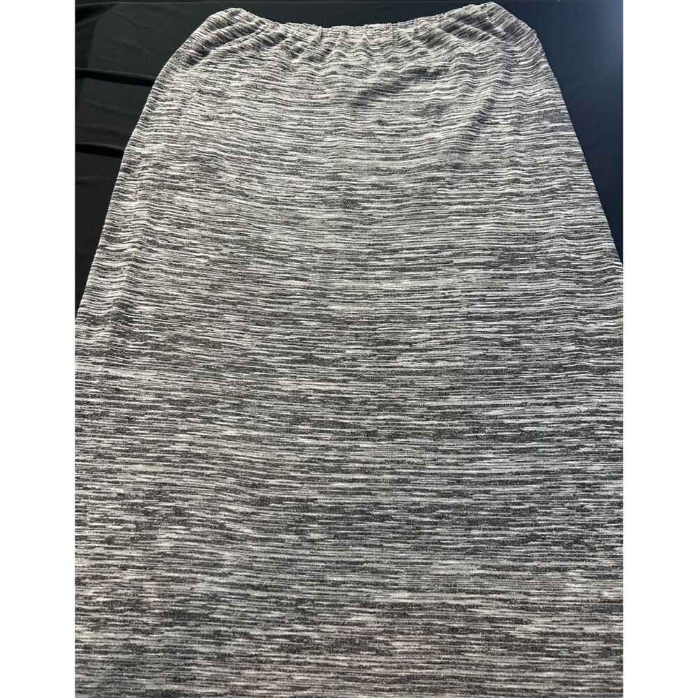 Faded Glory Maxi Skirt 1X 16W Black Space Dye Gray Marled Elastic Waist Stretch